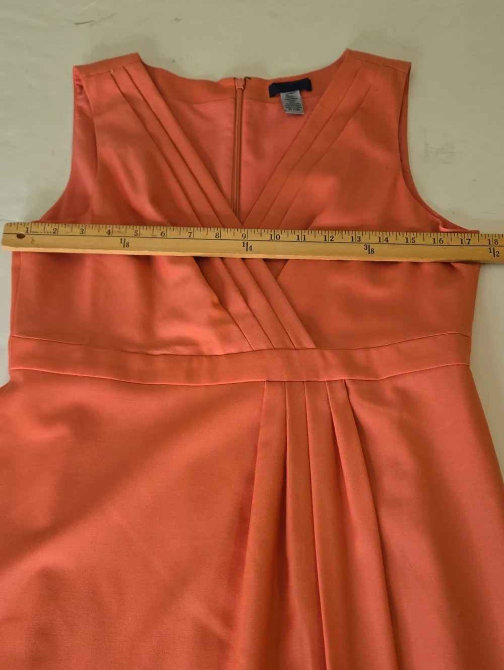 J Crew Sleeveless Coral V-Neck Pleated Women’s Dress 12P